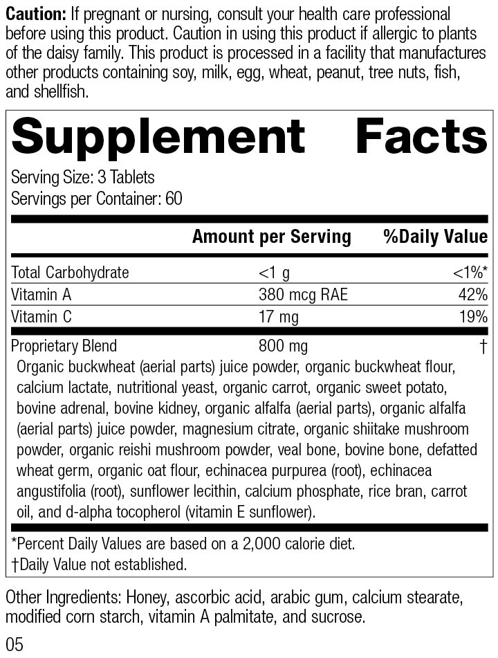 Cataplex® A-C-P, 180 Tablets, Rev 04 Supplement Facts