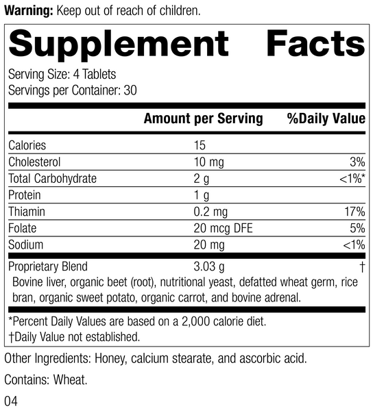 Cataplex® B-Core 120 Tablets Rev 04 Supplement Facts