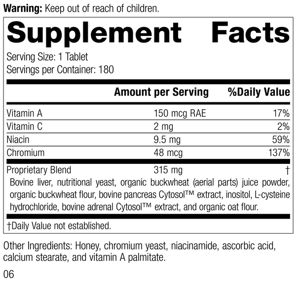 Chromium Complex, 180 Tablets, Rev 03 Supplement Facts