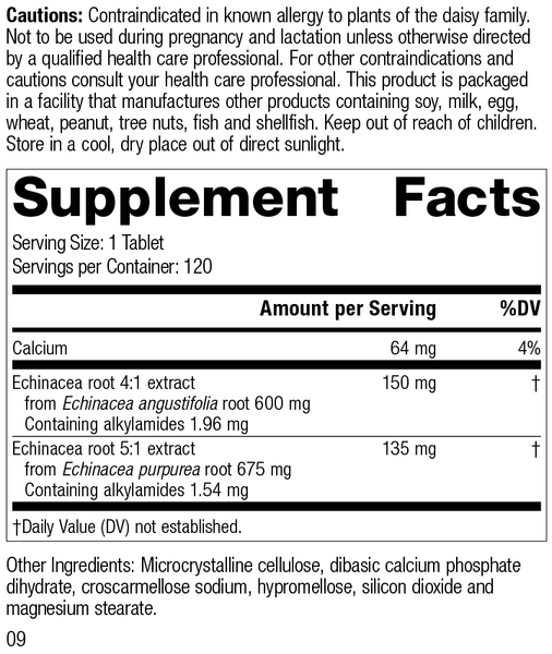 Echinacea Premium, 120 Tablets, Rev 09 Supplement Facts