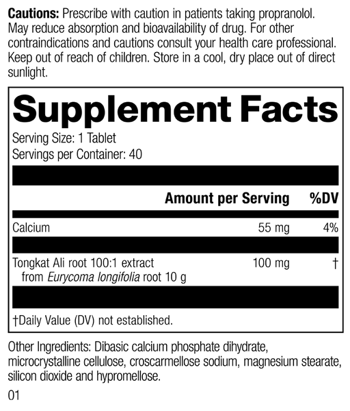 Tongkat Ali, 40 Tablets, Rev 01 Supplement Facts